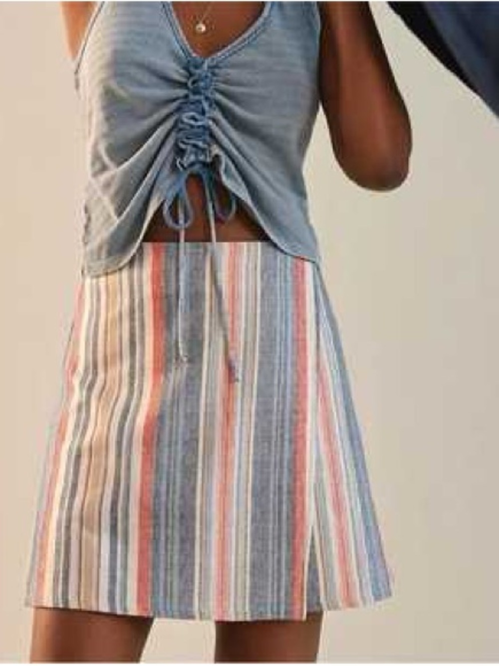 Striped Multicolor A-Line Skirt - Summer Casual